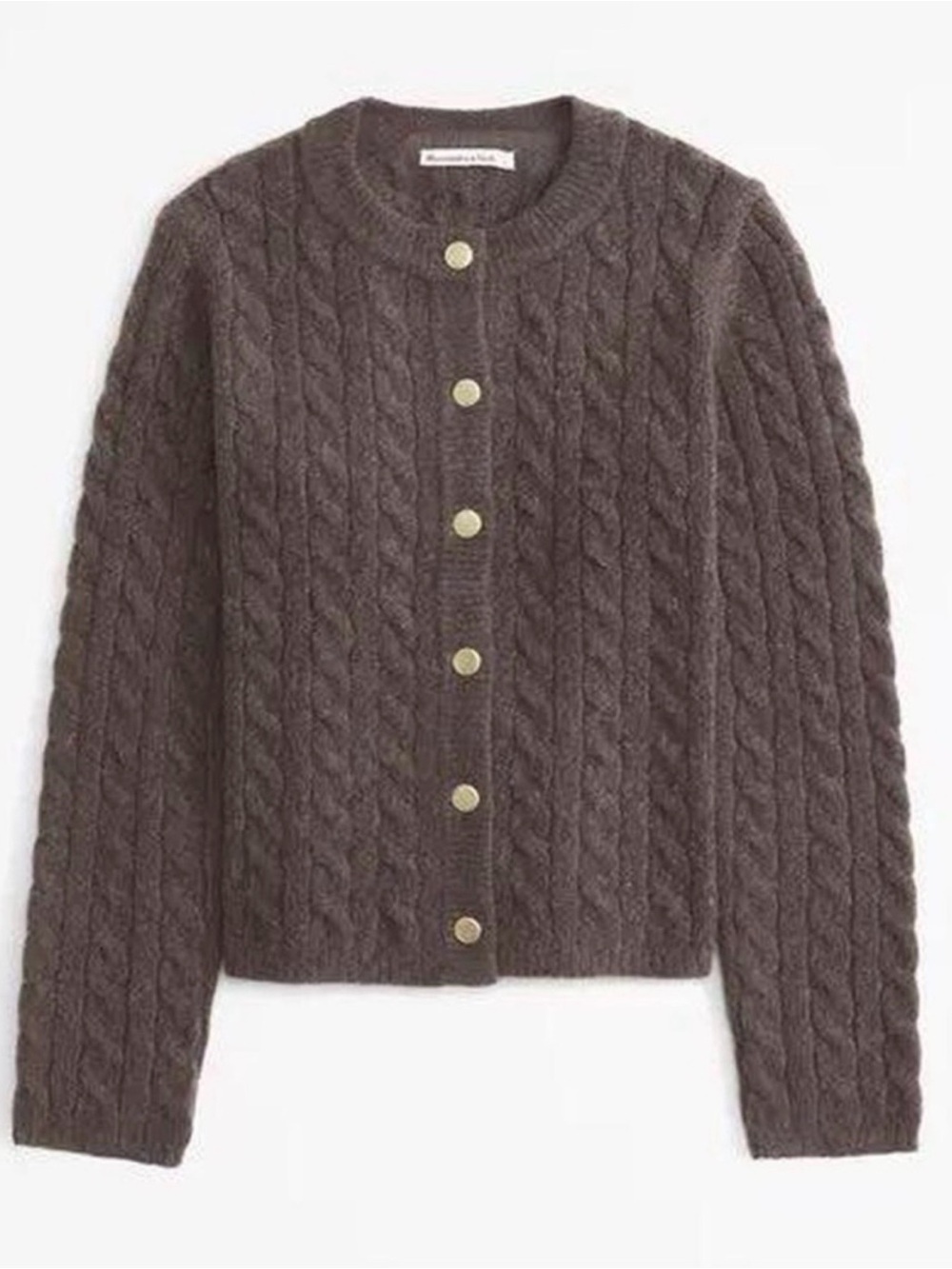 Abercrombie & Fitch Cable Knit Button-Front Sweater Cardigan - Brown
